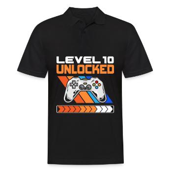 10e anniversaire Niveau 10 Débloqué 10 ans - Polo Homme - noir - Devant - Kai (181cm)