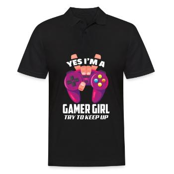 Gamer Girl Gamerin Zockerin Zocken Gamer - Männer Poloshirt - Schwarz - Vorne - Kai (181cm)