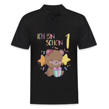 1er anniversaire fille 1 an ours j'ai 1 an - Polo Homme - noir - Devant - Kai (181cm)