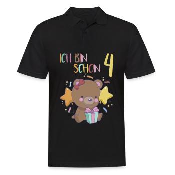 4. Geburtstag Mädchen 4 Jahre Bär Ich Bin 4 - Männer Poloshirt - Schwarz - Vorne - Kai (181cm)