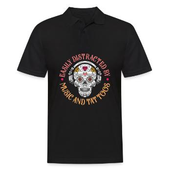 Cadeau de tatouage d'artiste de tatouage de musique et de tatouages - Polo Homme - noir - Devant - Kai (181cm)