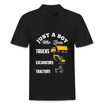 Cadeau d'amant de tracteur de camion d'excavatrice de gars - Polo Homme - noir - Devant - Kai (181cm)