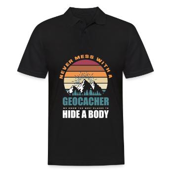 Funny Geocacher Geocache Geocaching Gift - Men's Polo Shirt - black - Front - Kai (181cm)