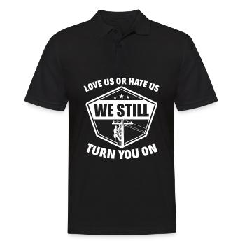 Hochspannungselektriker Elektriker Hochspannung - Männer Poloshirt - Schwarz - Vorne - Kai (181cm)