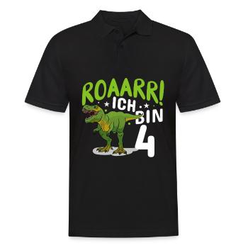 4. Geburtstag 4 Jahre Dino Dinosaurier Fan - Männer Poloshirt - Schwarz - Vorne - Kai (181cm)