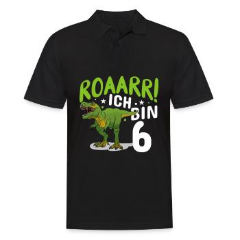 6. Geburtstag 6 Jahre Dino Dinosaurier Fan - Männer Poloshirt - Schwarz - Vorne - Kai (181cm)