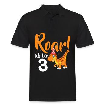 3. Geburtstag 3 Jahre Dino Dinosaurier Fan - Männer Poloshirt - Schwarz - Vorne - Kai (181cm)