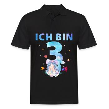 3. Geburtstag Mädchen 3 Jahre Meerjungfrau Party - Männer Poloshirt - Schwarz - Vorne - Kai (181cm)