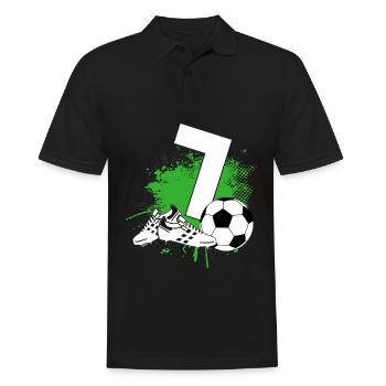 7. Geburtstag 7 Jahre Fußball Fußballspieler - Männer Poloshirt - Schwarz - Vorne - Kai (181cm)