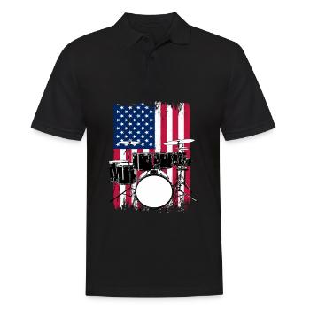 Batterie batteur cadeau États-Unis drapeau - Polo Homme - noir - Devant - Kai (181cm)