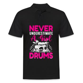 Drôle de femme percussion de batterie cadeau - Polo Homme - noir - Devant - Kai (181cm)