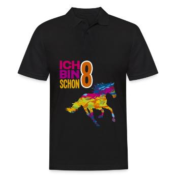 8. Geburtstag Mädchen 8 Jahre Pferd Pferde Party - Männer Poloshirt - Schwarz - Vorne - Kai (181cm)