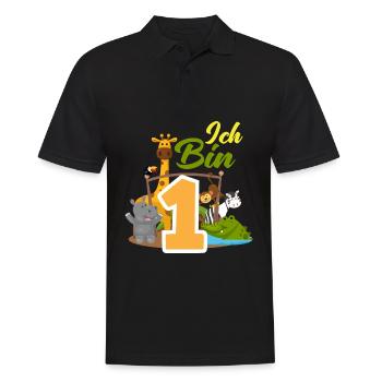 1. Geburtstag 1 Jahr Tiere Zootiere Party - Männer Poloshirt - Schwarz - Vorne - Kai (181cm)