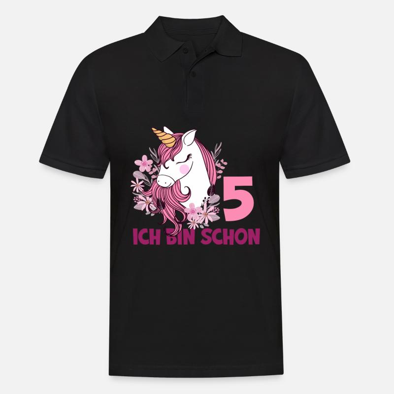 5. Geburtstag Mädchen 5 Jahre Pferd Pferde Einhorn - Männer Poloshirt - Schwarz