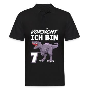 7. Geburtstag 7 Jahre Dino Dinosaurier Fan - Männer Poloshirt - Schwarz - Vorne - Kai (181cm)
