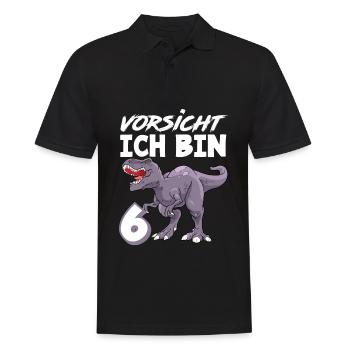 6. Geburtstag 6 Jahre Dino Dinosaurier Fan - Männer Poloshirt - Schwarz - Vorne - Kai (181cm)