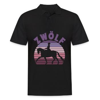12. Geburtstag Mädchen 12 Jahre Pferd Reiterin - Männer Poloshirt - Schwarz - Vorne - Kai (181cm)