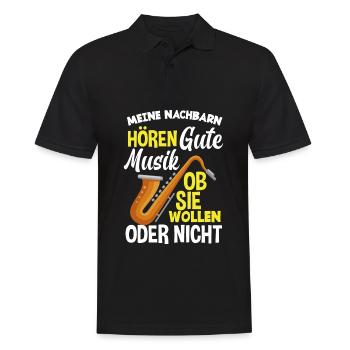 Saxophon - Männer Poloshirt - Schwarz - Vorne - Kai (181cm)