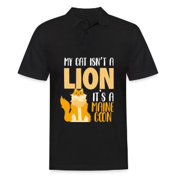 Maine Coon Katze - Männer Poloshirt - Schwarz - Vorne - Kai (181cm)