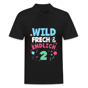 2. Geburtstag Wild, Frech & Endlich 2 Jahre - Männer Poloshirt - Schwarz - Vorne - Kai (181cm)