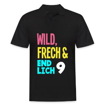 9. Geburtstag Wild, Frech & Endlich 9 Jahre - Männer Poloshirt - Schwarz - Vorne - Kai (181cm)