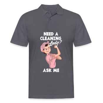 Drôle de femme de ménage Nettoyeur Femme au foyer Nettoyage - Polo Homme - charbon - Devant - Nico (186cm)