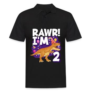 2ème anniversaire Garçon Filles 2 ans Dinosaures - Polo Homme - noir - Devant - Kai (181cm)
