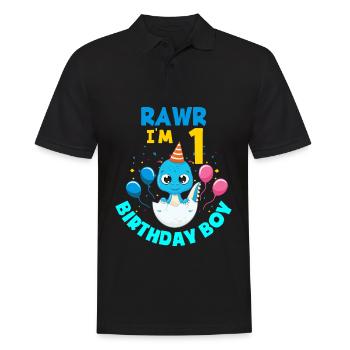 1er anniversaire Garçons 1 an Dinosaure - Polo Homme - noir - Devant - Kai (181cm)