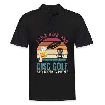 Bière et Disc Golf Drôle Disc Golfer Cadeau - Polo Homme - noir - Devant - Kai (181cm)