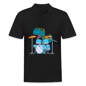 Funny Dinosaur Drums Gift - Men's Polo Shirt - black - Front - Kai (181cm)