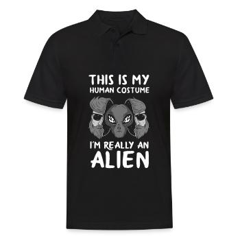 Lustiges Alien Ufo Außerirdische Geschenk - Männer Poloshirt - Schwarz - Vorne - Kai (181cm)