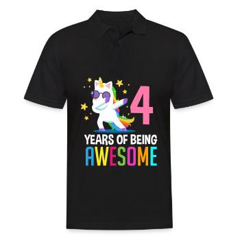 4ème anniversaire 4 ans licorne chemise d’anniversaire - Polo Homme - noir - Devant - Kai (181cm)