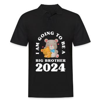 Je serai un grand frère 2024 ours - Polo Homme - noir - Devant - Kai (181cm)