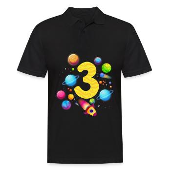 3rd Birthday Boys 3 Years Planet Birthday - Men's Polo Shirt - black - Front - Kai (181cm)