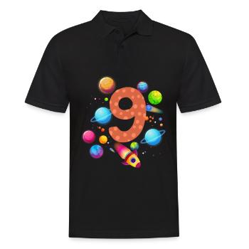 9th Birthday Boys 9 Years Planet Birthday - Men's Polo Shirt - black - Front - Kai (181cm)