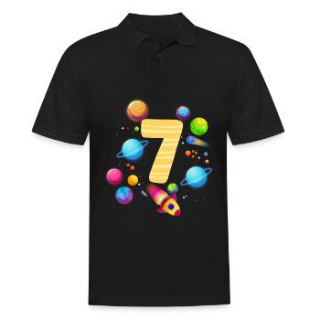 7th Birthday Boys 7 Years Planet Birthday - Men's Polo Shirt - black - Front - Kai (181cm)