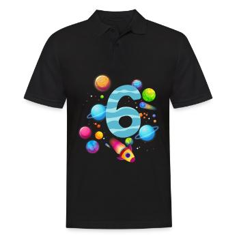 6th Birthday Boys 6 Years Planet Birthday - Men's Polo Shirt - black - Front - Kai (181cm)