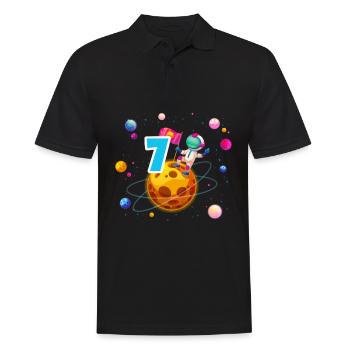 7th Birthday Boys 7 Years Planet Birthday - Men's Polo Shirt - black - Front - Kai (181cm)