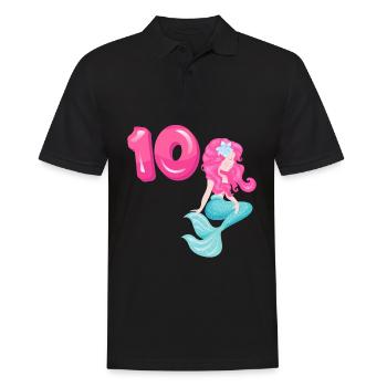 10th Birthday Girl 10 Years Mermaid Party - Men's Polo Shirt - black - Front - Kai (181cm)