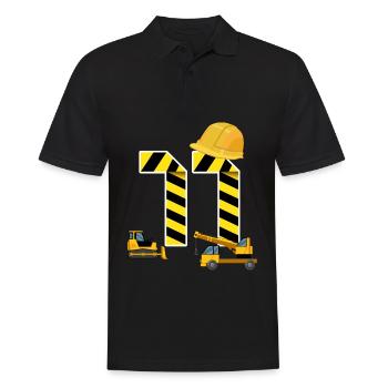 11. Geburtstag Bagger Baustelle Bauarbeiter - Männer Poloshirt - Schwarz - Vorne - Kai (181cm)