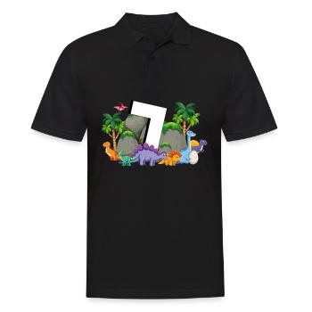 7ème anniversaire 7 ans Dino Dinosaur Fan - Polo Homme - noir - Devant - Kai (181cm)