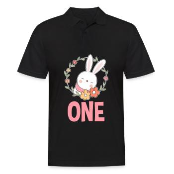 1st Birthday Girl 1 Year Rabbit Rabbit - Men's Polo Shirt - black - Front - Kai (181cm)