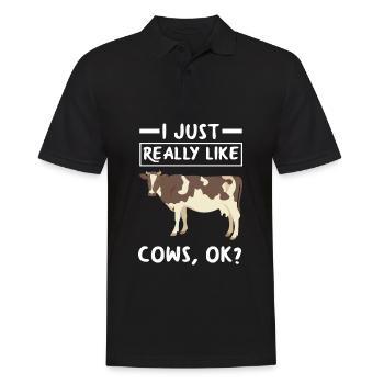 Lustiges Kühe Kuh Geschenk - Männer Poloshirt - Schwarz - Vorne - Kai (181cm)
