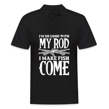 Cadeau amusant de pêcheur - Polo Homme - noir - Devant - Kai (181cm)