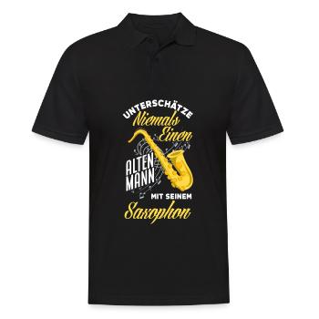 Unterschätze Niemals Alten Mann Mit Saxophon - Männer Poloshirt - Schwarz - Vorne - Kai (181cm)