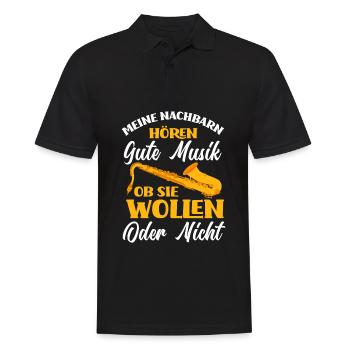 Lustiges Saxophon Geschenk - Männer Poloshirt - Schwarz - Vorne - Kai (181cm)