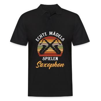 Echte Mädels Spielen Saxophon Geschenk - Männer Poloshirt - Schwarz - Vorne - Kai (181cm)