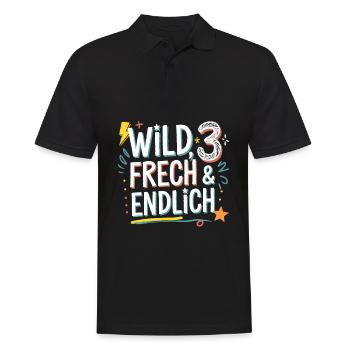 Wild, Frech & Endlich 3 Jahre 3. Geburtstag - Männer Poloshirt - Schwarz - Vorne - Kai (181cm)