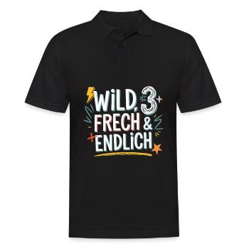 Wild, Frech & Endlich 3 Jahre 3. Geburtstag - Männer Poloshirt - Schwarz - Vorne - Kai (181cm)