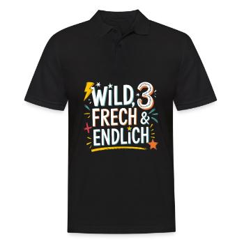 Sauvage, effronté et enfin 3 ans 3e anniversaire - Polo Homme - noir - Devant - Kai (181cm)
